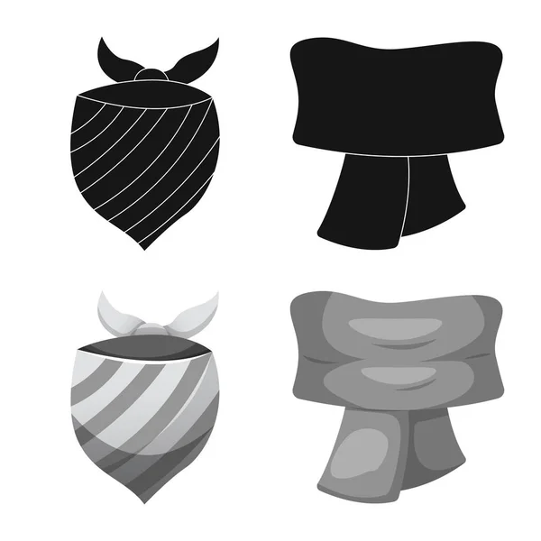 Geïsoleerde object van pictogram sjaal en sjaal. Set van sjaal en accessoire voorraad vectorillustratie. — Stockvector