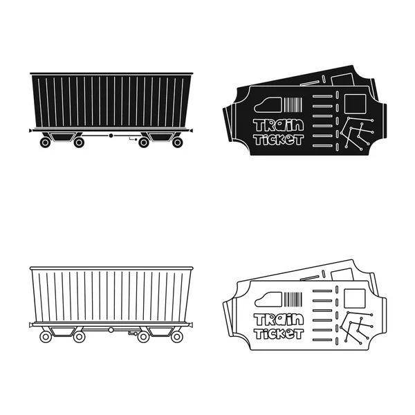 기차 및 역 로고의 벡터 그림입니다. 웹에 대 한 기차 및 티켓 주식 기호 모음. — 스톡 벡터