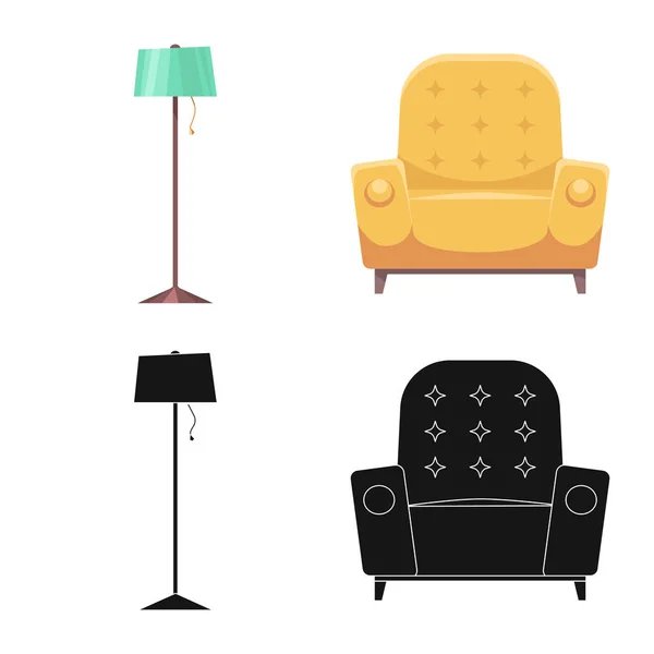 Изолированный предмет мебели и икона квартиры. Набор мебели и символ домашнего запаса для интернета . — стоковый вектор