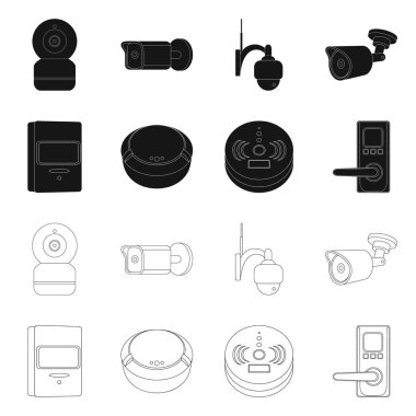 Cctv kamera simgesi vektör Illustration. Cctv ve sistem stok vektör çizim seti.