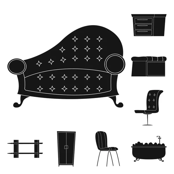 Isolerade objekt av möbler och lägenhet-ikonen. Samling av möbler och hem vektor ikonen för lager. — Stock vektor