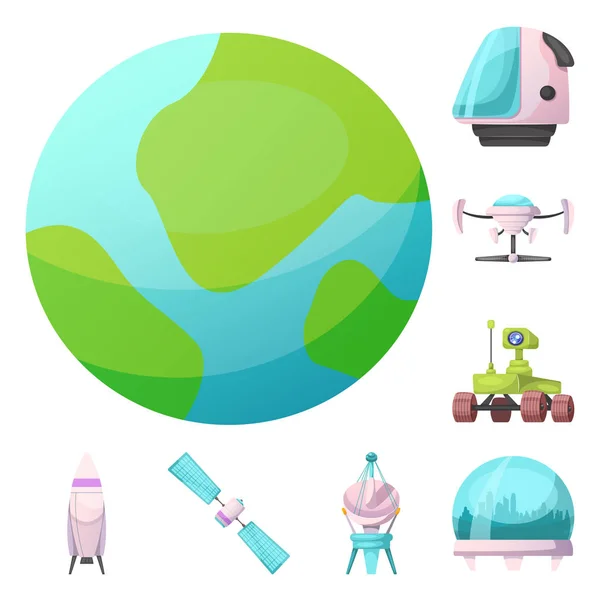Illustrazione vettoriale di marte e logo spaziale. Set di marte e pianeta icona vettoriale per magazzino . — Vettoriale Stock