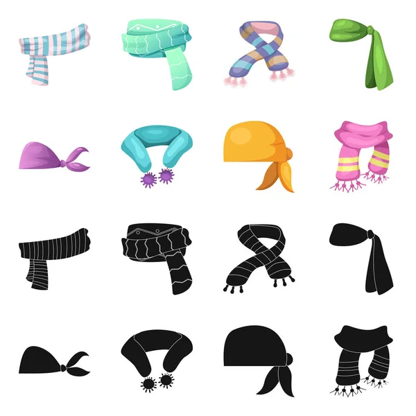 Diseño vectorial de bufanda y logo de chal. Colección de bufanda y accesorio icono de vector para stock . — Vector de stock