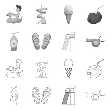 Havuzu ve yüzme işareti tasarımı vektör. Havuzu ve etkinlik hisse senedi vektör çizim seti.