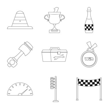 Bir araba ve ralli işaret illüstrasyon vektör. Araba ve yarış hisse senedi simgesi için web topluluğu.