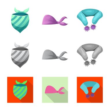 Eşarp ve şal işareti yalıtılmış nesne. Eşarp ve aksesuar hisse senedi vektör çizim koleksiyonu.