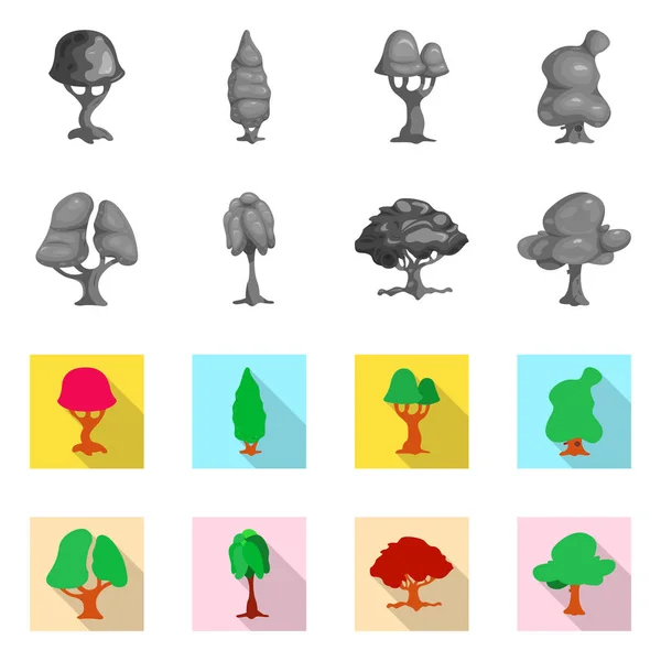 Vektorillustration av träd och naturen tecken. Uppsättning av trädet och crown lager vektorillustration. — Stock vektor