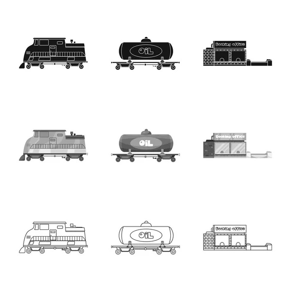 Ilustración vectorial del logotipo del tren y la estación. Colección de tren y billete símbolo de stock para la web . — Vector de stock