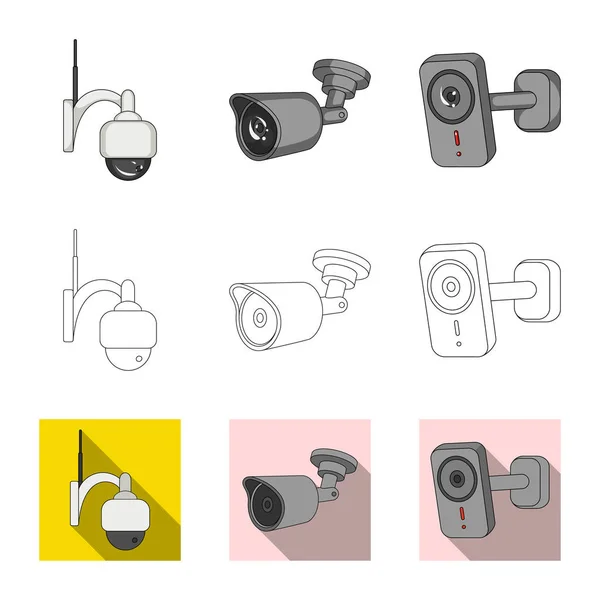 Vector design of cctv and camera symbol. Collection of cctv and system stock symbol for web. — Stock Vector