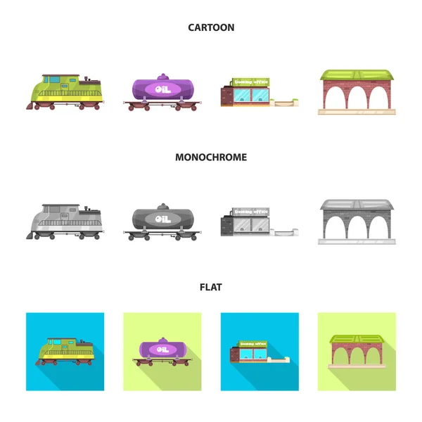 鉄道と駅の標識の孤立したオブジェクト。株式のベクトル アイコンを鉄道と航空券のコレクション. — ストックベクタ