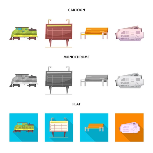 鉄道と駅のロゴのベクター デザイン。株式のベクトル アイコンを鉄道と航空券のセット. — ストックベクタ