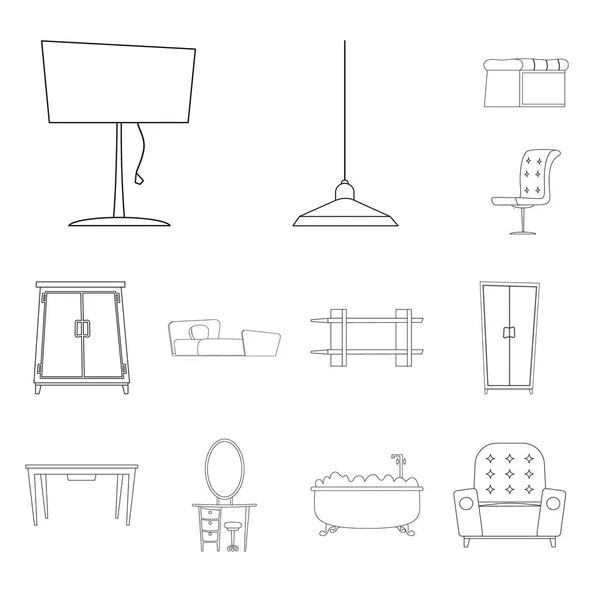 Illustration vectorielle du logo mobilier et appartement. Ensemble de meubles et illustration vectorielle de stock de maison . — Image vectorielle