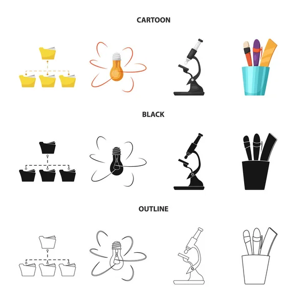 Ilustração vetorial do símbolo educação e aprendizagem. Conjunto de educação e vetor escolar ícone para estoque . —  Vetores de Stock