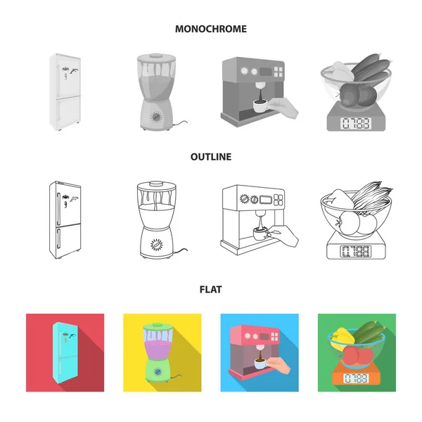 Cozinha, refresco, restaurante e outro ícone da web em plano, contorno, estilo monocromático. Botões, números, ícones de comida na coleção de conjuntos . — Vetor de Stock