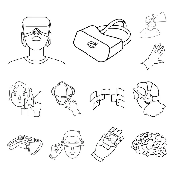 Une réalité virtuelle dessiner des icônes dans la collection ensemble pour le design. Technologie moderne et équipement vectoriel symbole stock illustration web . — Image vectorielle