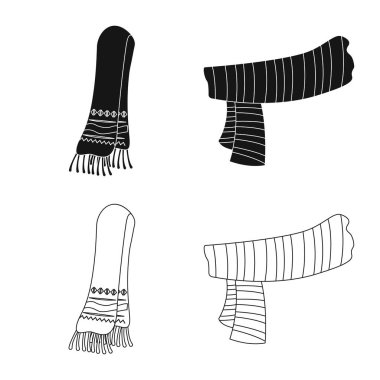 Eşarp ve şal simge vektör Illustration. Eşarp ve hisse senedi için aksesuar vektör ikon koleksiyonu.