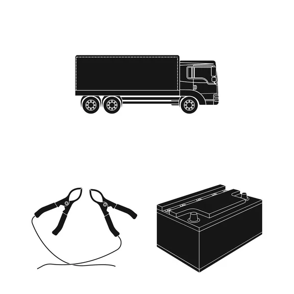 Auto lift, pomp en andere apparatuur zwarte pictogrammen in set collectie voor design. Auto onderhoud station vector symbool stock illustratie web. — Stockvector