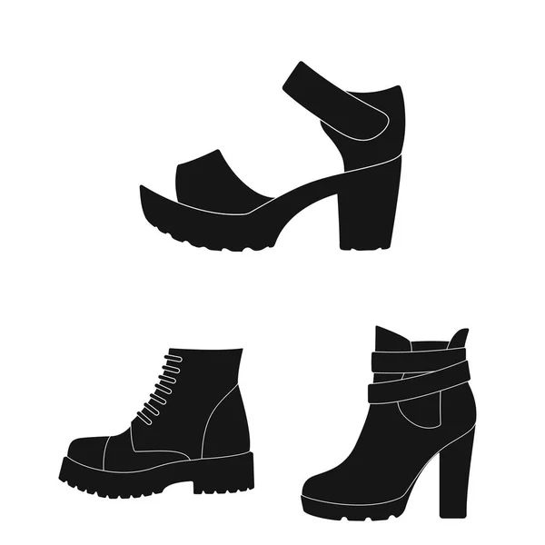 Différentes chaussures icônes noires dans la collection ensemble pour le design. Hommes s et femmes s chaussures vectoriel symbole stock web illustration . — Image vectorielle