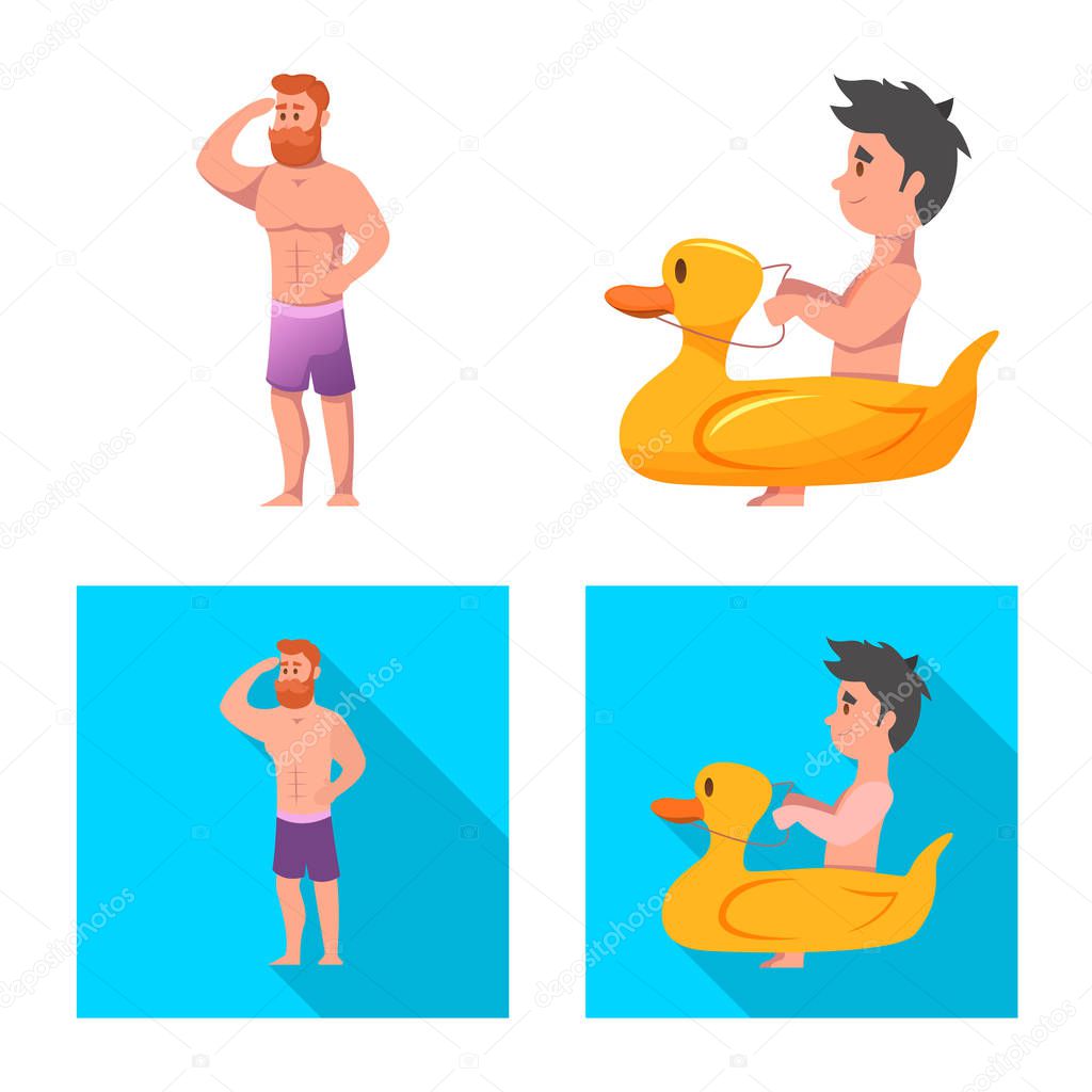 Vector design of pool and swimming icon. Set of pool and activity stock vector illustration.