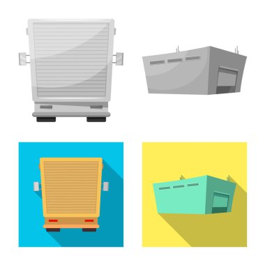Eşya ve kargo simge vektör tasarımı. Ürünler ve ambar stok vektör çizim koleksiyonu.