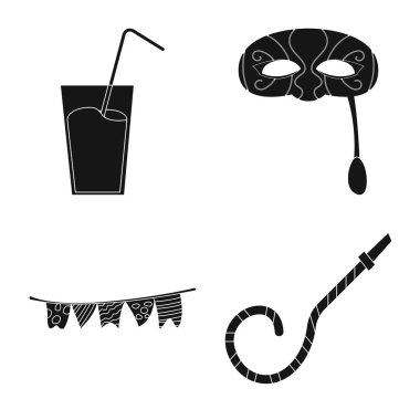 Parti ve Doğum günü simge vektör tasarımı. Parti ve kutlama hisse senedi vektör çizim seti.