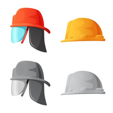 Şapkalar ve kap logo vektör Illustration. Şapkalar ve hisse senedi için aksesuar vektör ikon koleksiyonu.