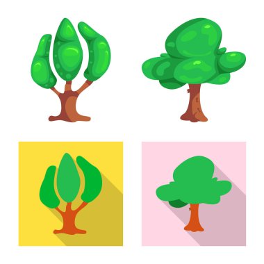 Ağaç ve doğa logo vektör tasarımı. Ağaç ve taç hisse senedi vektör çizim seti.