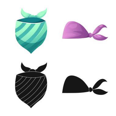 Eşarp ve şal işareti yalıtılmış nesne. Eşarp ve hisse senedi için aksesuar vektör simge kümesi.