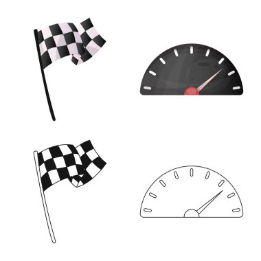 Araba ve ralli logosu yalıtılmış nesne. Araba ve yarış hisse senedi vektör çizim topluluğu.