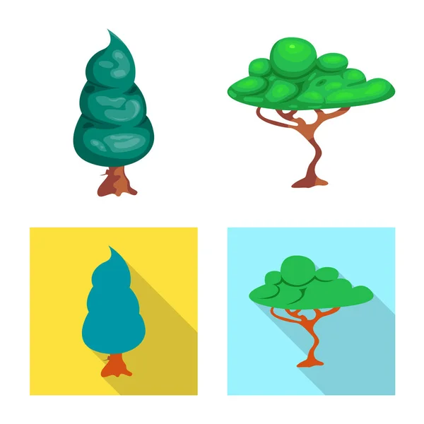 Vector design a fa és a természet szimbólum. A fa és a tőzsdei szimbólum a web beállítása. — Stock Vector