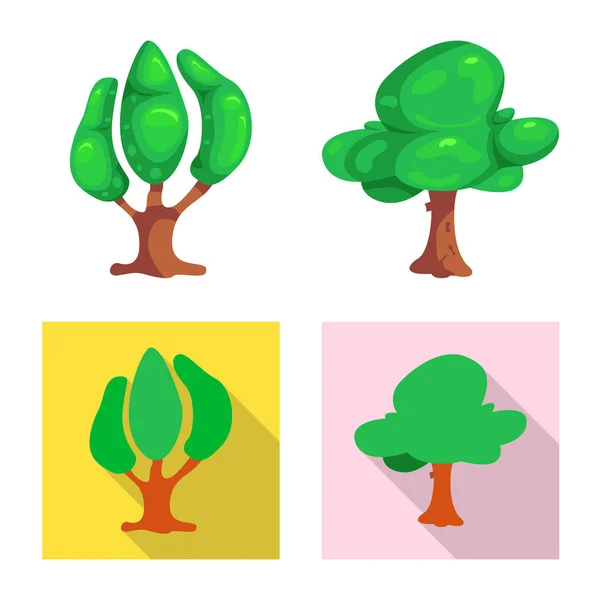 Diseño vectorial del logotipo del árbol y la naturaleza. Conjunto de árbol y corona vector de stock ilustración . — Archivo Imágenes Vectoriales