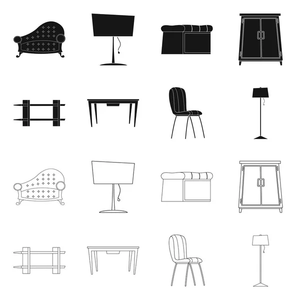 Ilustración vectorial de muebles e icono del apartamento. Colección de muebles y el hogar vector de la ilustración . — Vector de stock