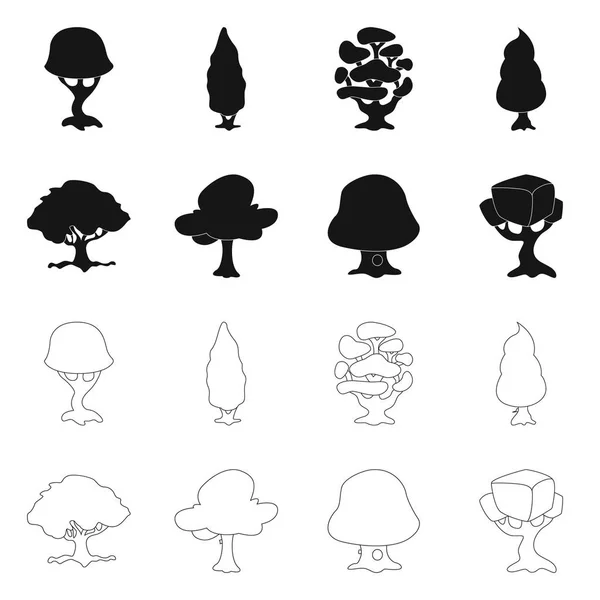 Ilustração vetorial do logotipo da árvore e da natureza. Conjunto de árvore e coroa símbolo de estoque para web . — Vetor de Stock