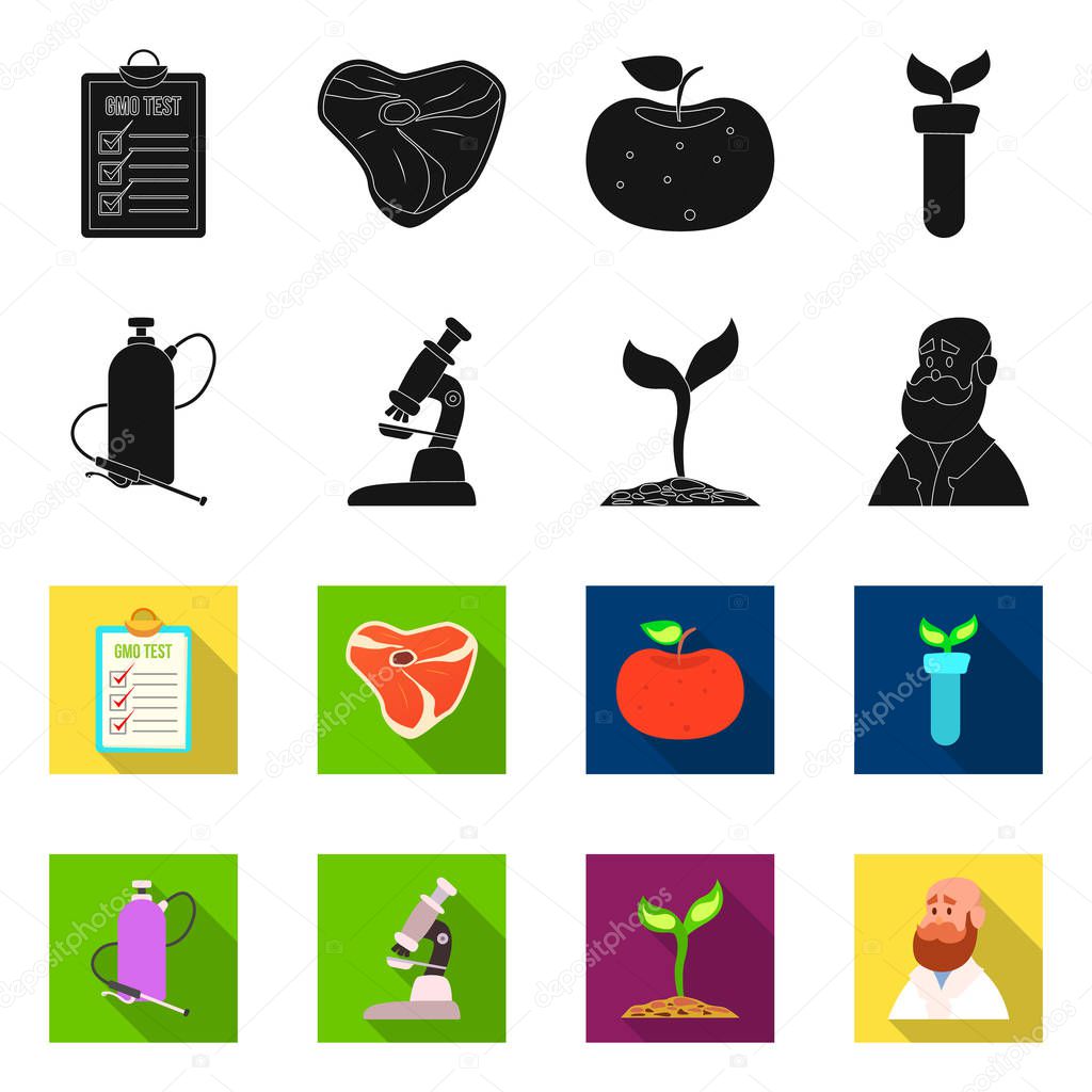 Vector illustration of genetic and plant icon. Collection of genetic and biotechnology stock symbol for web.
