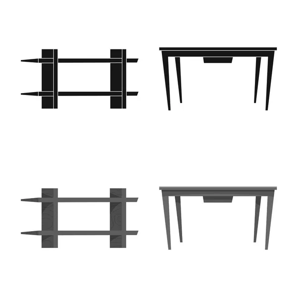 Diseño vectorial de muebles e icono del apartamento. Conjunto de muebles y vector de inicio icono para la acción . — Vector de stock