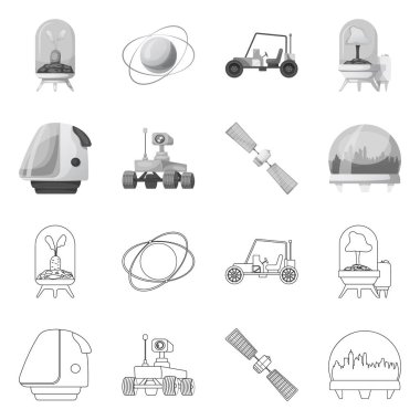 Mars ve uzay simge yalıtılmış nesne. Mars ve hisse senedi için gezegen vektör simge kümesi.