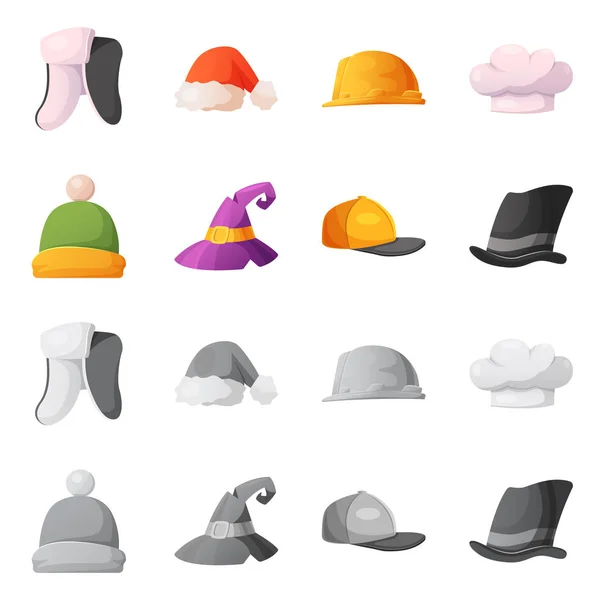帽子とキャップのシンボルのベクター イラストです。帽子とアクセサリーの株式ベクトル図のセット. — ストックベクタ