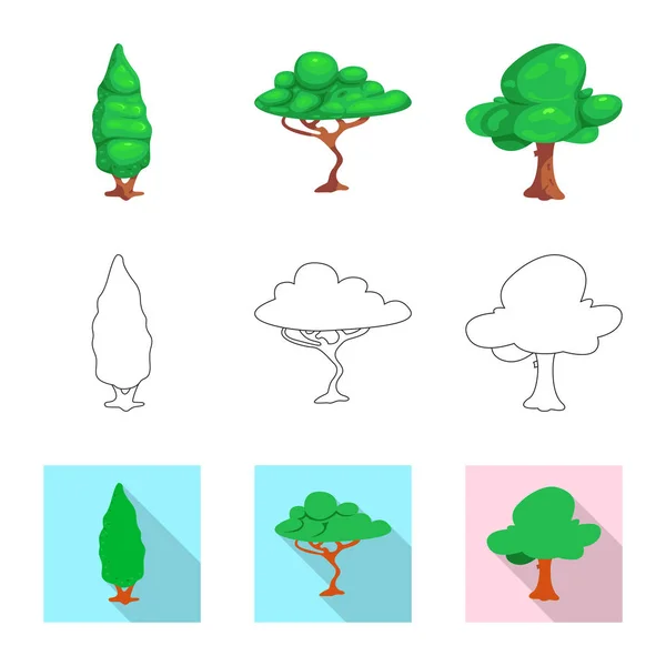 Illustrazione vettoriale dell'icona dell'albero e della natura. Raccolta di icone vettoriali albero e corona per stock . — Vettoriale Stock