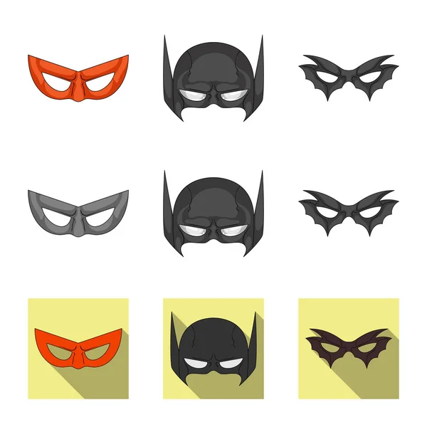 Diseño vectorial del signo héroe y máscara. Conjunto de héroe y superhéroe stock vector ilustración . — Vector de stock