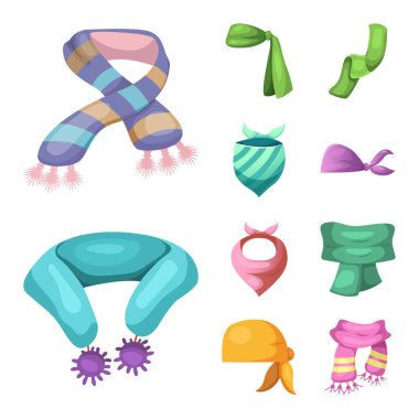 Eşarp ve şal simge vektör Illustration. Web için hisse senedi sembolü eşarp ve aksesuar koleksiyonu.