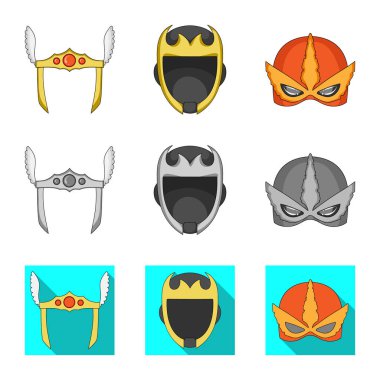 Kahraman ve maske işaret yalıtılmış nesne. Kahraman topluluğu ve hisse senedi için süper kahraman vektör simgesi.