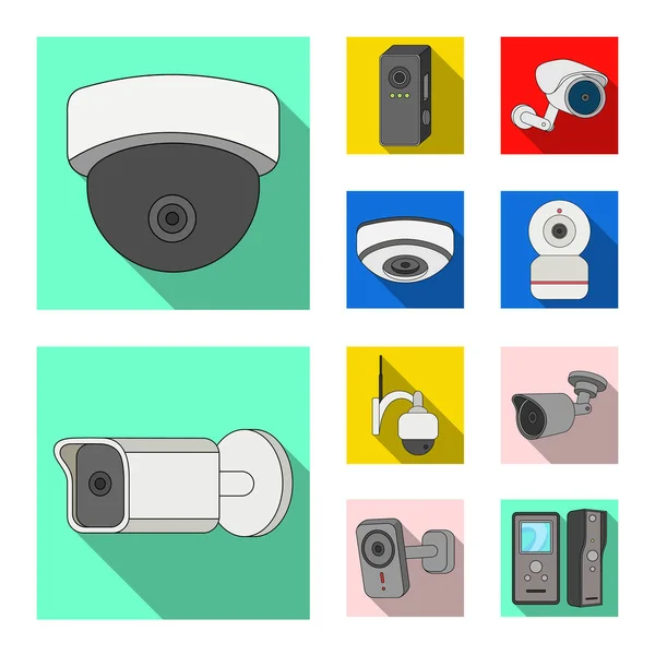 Isolated object of cctv and camera logo. Collection of cctv and system vector icon for stock. — Stock Vector