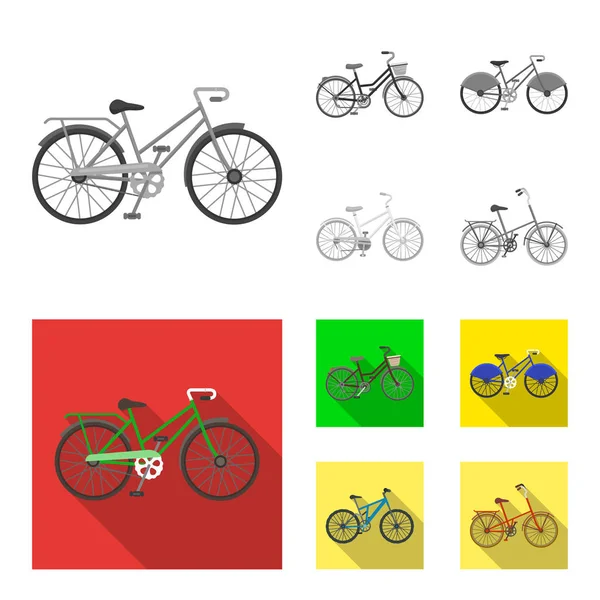 Sporthojen och andra typer. Olika cyklar som samling ikoner i svartvitt, platt stil vektor symbol stock illustration web. — Stock vektor