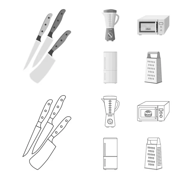 Kitchen equipment outline,monochrome icons in set collection for design. Kitchen and accessories vector symbol stock web illustration. — Stock Vector