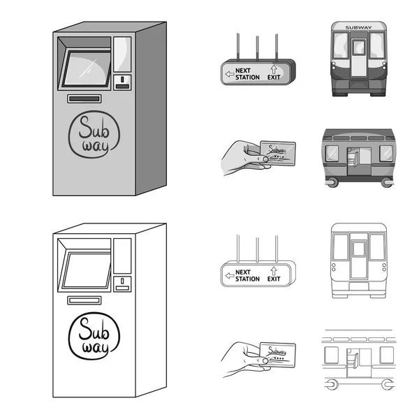 Transporte, público, tren y otro icono web en el contorno, estilo monocromo.Equipo, atributos, iconos de mecanismo en la colección de conjuntos . — Vector de stock