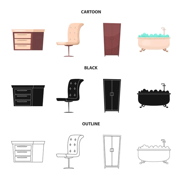 Illustrazione vettoriale di mobili e appartamento simbolo. Collezione di mobili e home stock simbolo per il web . — Vettoriale Stock