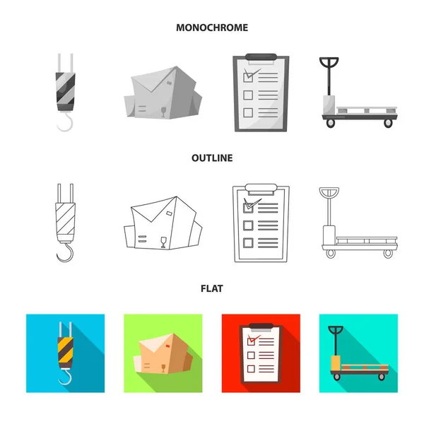 Illustration vectorielle des marchandises et icône du fret. Ensemble de marchandises et icône vectorielle d'entrepôt pour stock . — Image vectorielle