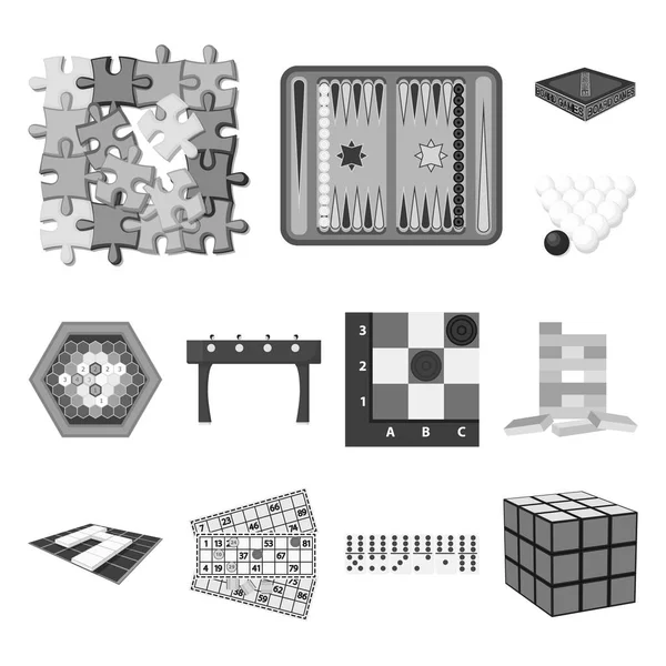 Bordspel zwart-wit pictogrammen in set collectie voor design. Spel en entertainment symbool voorraad web vectorillustratie. — Stockvector