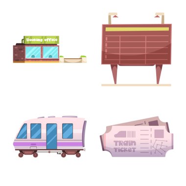 Tren ve İstasyonu simge vektör Illustration. Tren ve bilet hisse senedi simgesi için web topluluğu.