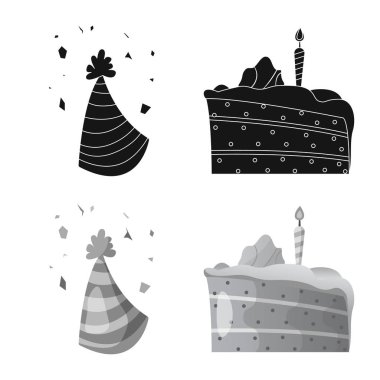 Parti ve Doğum işareti vektör tasarımı. Hisse senedi için kutlama ve parti vektör simge kümesi.